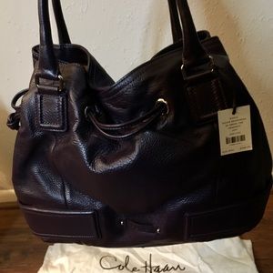 Cole Haan Aubergine Leather Shoulder Purse